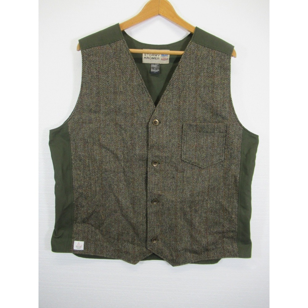 Stormy Kromer Harris Tweed Wool & Canvas Vest Men XL